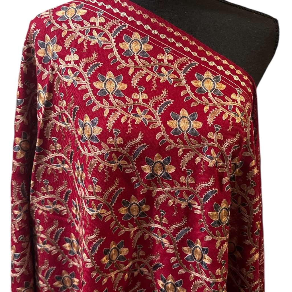 Elegant Red Floral Women's Scarf